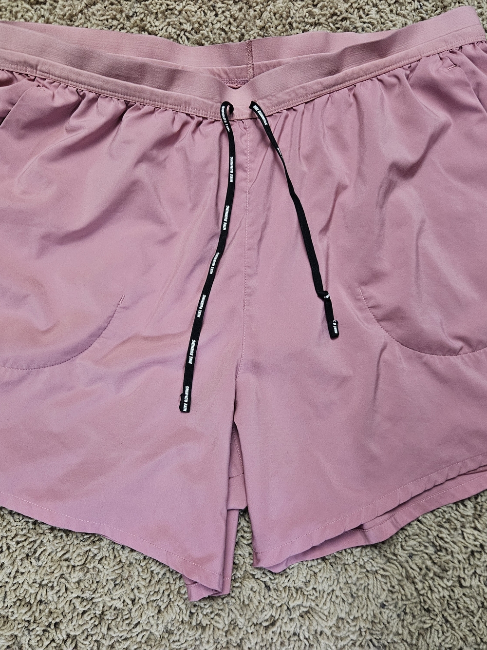 Nike Women's Dusty Pink Athletic Shorts with Black Drawstring
